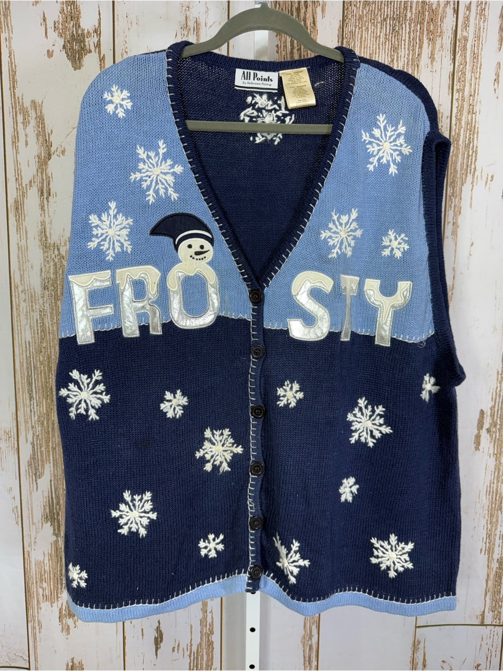 All Points by Reference Point. Frosty Knit Christmas Vest. Size 22W/24W.